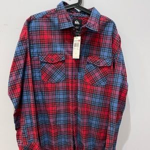 Quiksilver Flannel Long Sleeve Plaid Button Down